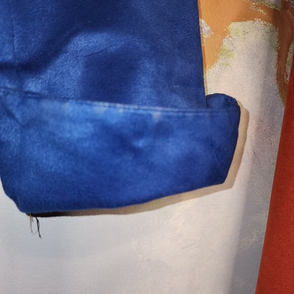 Evan Picone Blue Suede-like Zip Blazer With Gold Buttons and Pockets - Picture 8 of 13